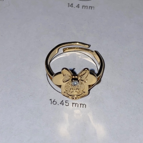 Vintage Y2K 2000 90s 22K Gold Plate Disney Minnie Mouse Gold Crystal Ring Size 6 - Picture 14 of 14